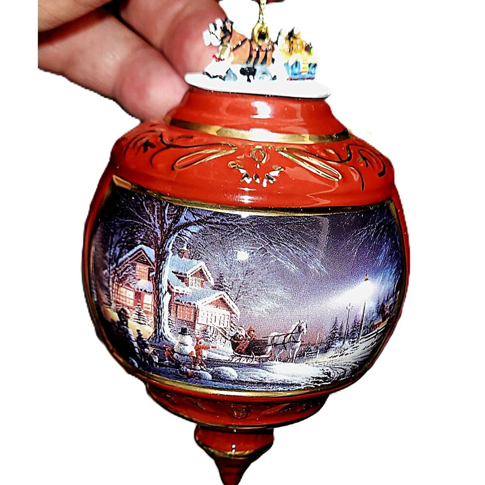 Vintaged Terry Redlin w/Sleigh Scene Painted on & Molded On Top